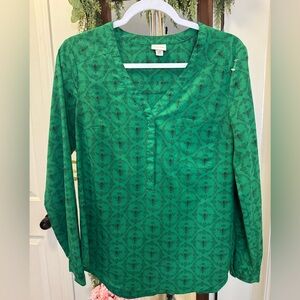 Merona Emerald Green Blouse with Pattern